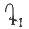 Rubinet Two Handle Single Hole Kitchen Set with Hand Spray Matt Black
