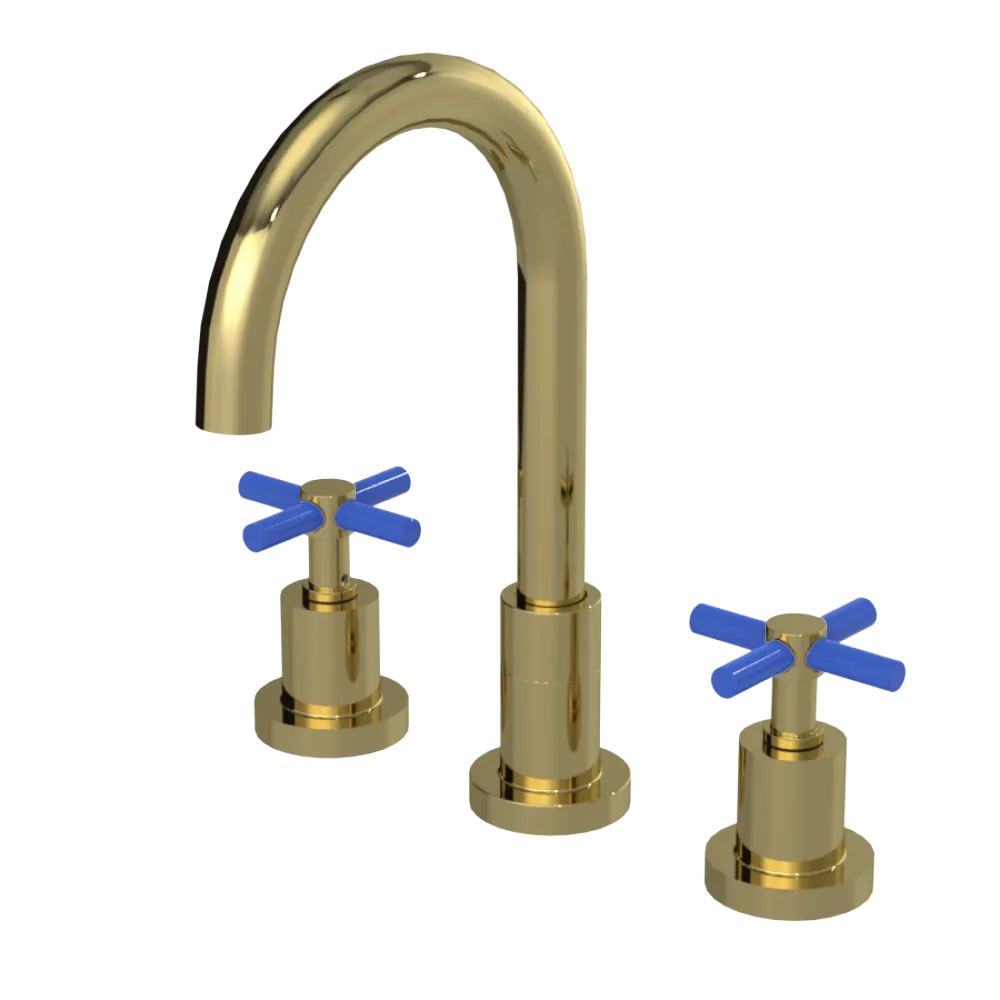 Rubinet Widespread Kitchen Set with LaSalle Spout Natural Brass