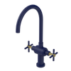 Rubinet Two Handle Single Hole Kitchen Set with LaSalle Spout Midnight Blue