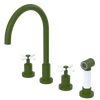 Rubinet Widespread Kitchen Set with LaSalle Spout with Hand Spray Green Envy