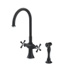 Rubinet Two Handle Single Hole Kitchen Set with Hand Spray Matt Black