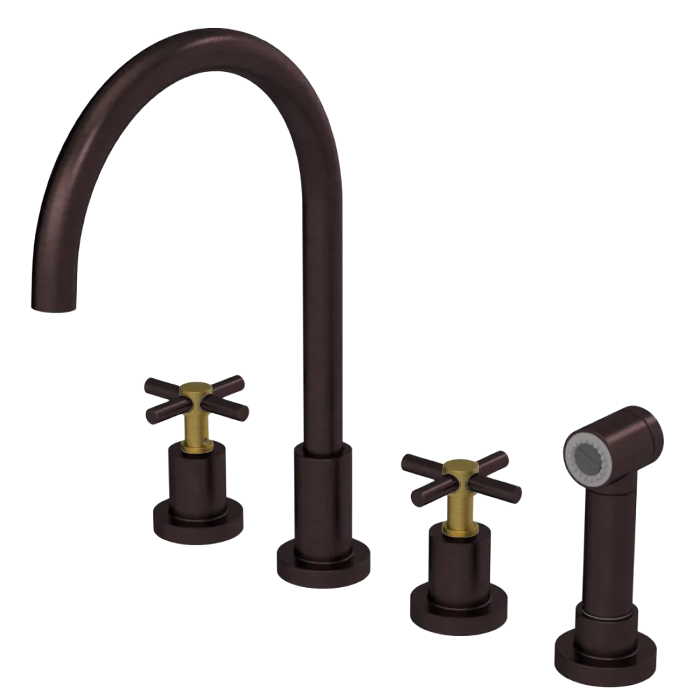 Rubinet Widespread Kitchen Set with LaSalle Spout with Hand Spray Oil Rubbed Bronze
