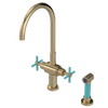 Rubinet Two Handle Single Hole Kitchen Set with LaSalle Spout with Hand Spray Gold