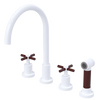 Rubinet Widespread Kitchen Set with LaSalle Spout with Hand Spray White