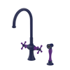 Rubinet Two Handle Single Hole Kitchen Set with Hand Spray Midnight Blue