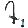 Rubinet Two Handle Single Hole Kitchen Set with LaSalle Spout with Hand Spray Matt Black