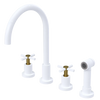 Rubinet Widespread Kitchen Set with LaSalle Spout with Hand Spray White