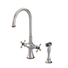 Rubinet Two Handle Single Hole Kitchen Set with Hand Spray Polished Nickel