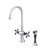 Rubinet Two Handle Single Hole Kitchen Set with Hand Spray Satin Chrome