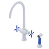 Rubinet Two Handle Single Hole Kitchen Set with LaSalle Spout with Hand Spray White