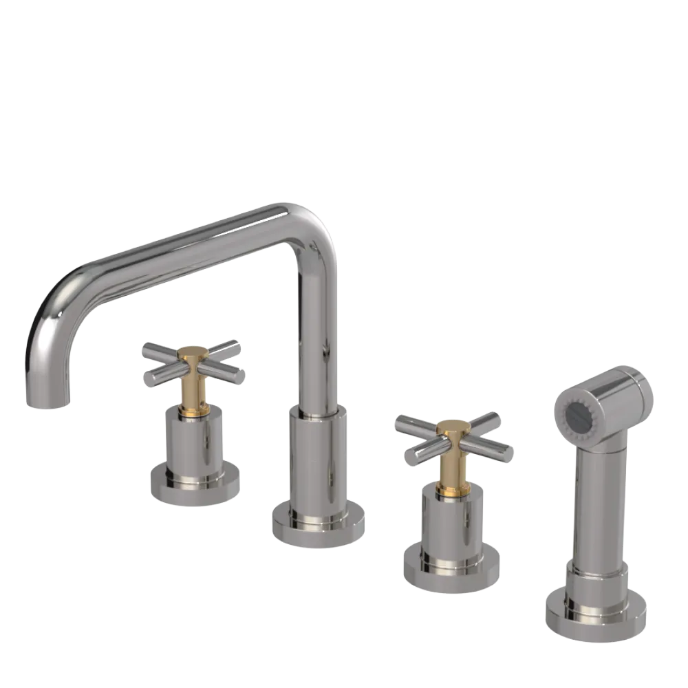 Rubinet Widespread Kitchen Set with Hand Spray Polished Nickel