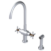 Rubinet Two Handle Single Hole Kitchen Set with LaSalle Spout with Hand Spray Satin Chrome