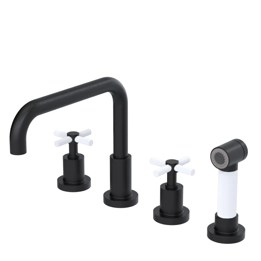 Rubinet Widespread Kitchen Set with Hand Spray Matt Black
