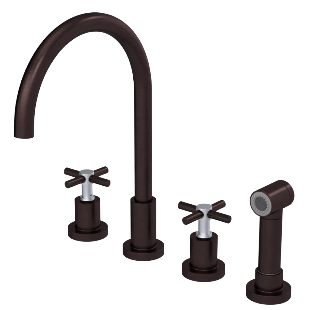Rubinet Widespread Kitchen Set with LaSalle Spout with Hand Spray Oil Rubbed Bronze