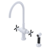 Rubinet Two Handle Single Hole Kitchen Set with LaSalle Spout with Hand Spray Matt White