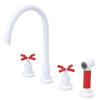 Rubinet Widespread Kitchen Set with LaSalle Spout with Hand Spray White