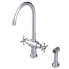 Rubinet Two Handle Single Hole Kitchen Set with LaSalle Spout with Hand Spray Satin Chrome