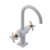 Rubinet Single Hole Dual Handle Lav. Set. (less drain) White