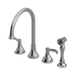 Rubinet Widespread Kitchen Set with Hand Spray Satin Nickel