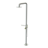 Rubinet Pressure Balance Outdoor Shower with Hand Held Shower & 10" Shower Head (with shelf) - 304 Stainless Steel Satin Nickel
