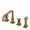 Rubinet Widespread Kitchen Set with Genesis Spout with Hand Spray Antique Brass Matt