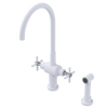 Rubinet Two Handle Single Hole Kitchen Set with LaSalle Spout with Hand Spray Matt White