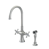 Rubinet Two Handle Single Hole Kitchen Set with Hand Spray Satin Nickel