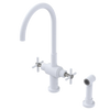 Rubinet Two Handle Single Hole Kitchen Set with LaSalle Spout with Hand Spray Matt White