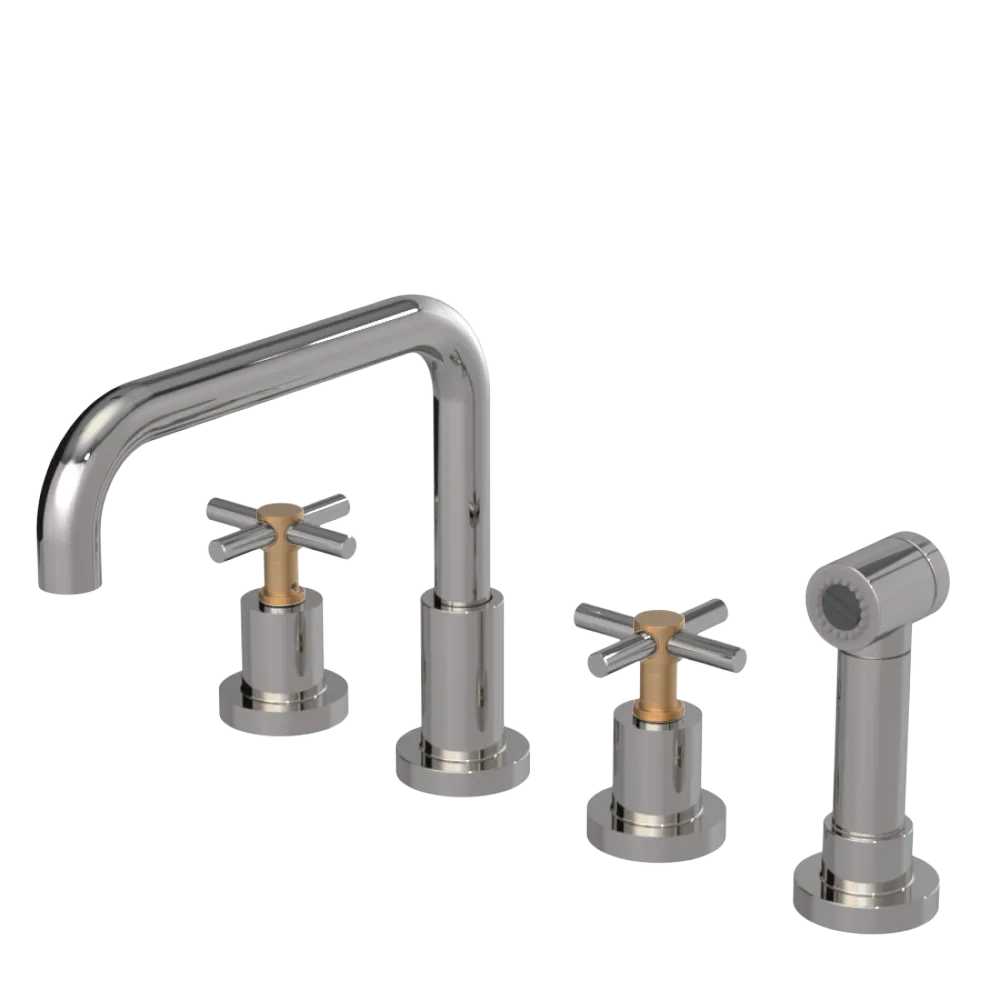 Rubinet Widespread Kitchen Set with Hand Spray Polished Nickel