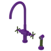 Rubinet Two Handle Single Hole Kitchen Set with LaSalle Spout with Hand Spray Purple Haze