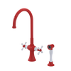 Rubinet Two Handle Single Hole Kitchen Set with Hand Spray Red