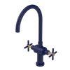 Rubinet Two Handle Single Hole Kitchen Set with LaSalle Spout Midnight Blue