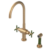 Rubinet Two Handle Single Hole Kitchen Set with LaSalle Spout with Hand Spray Satin Gold