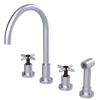 Rubinet Widespread Kitchen Set with LaSalle Spout with Hand Spray Satin Chrome