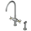 Rubinet Two Handle Single Hole Kitchen Set with LaSalle Spout with Hand Spray Satin Nickel