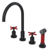 Rubinet Widespread Kitchen Set with LaSalle Spout with Hand Spray Matt Black