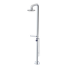 Rubinet Pressure Balance Outdoor Shower with Foot Rinse & 10" Shower Head (with shelf) - 304 Stainless Steel Chrome