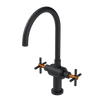 Rubinet Two Handle Single Hole Kitchen Set with LaSalle Spout Matt Black