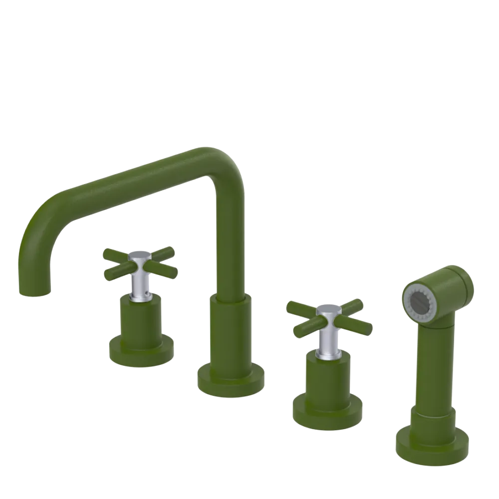 Rubinet Widespread Kitchen Set with Hand Spray Green Envy