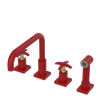 Rubinet Widespread Kitchen Set with Genesis Spout with Hand Spray Maroon