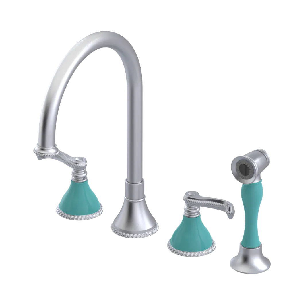 Rubinet Widespread Kitchen Set with Hand Spray Satin Chrome