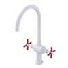Rubinet Two Handle Single Hole Kitchen Set with LaSalle Spout Matt White