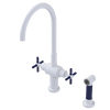 Rubinet Two Handle Single Hole Kitchen Set with LaSalle Spout with Hand Spray White