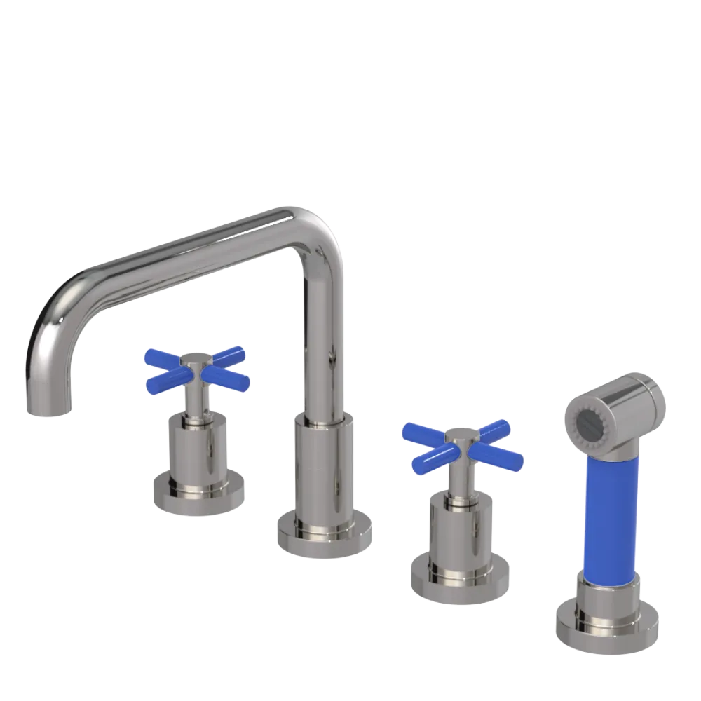 Rubinet Widespread Kitchen Set with Hand Spray Polished Nickel