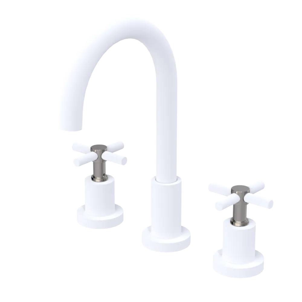 Rubinet Widespread Kitchen Set with LaSalle Spout Matt White