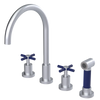 Rubinet Widespread Kitchen Set with LaSalle Spout with Hand Spray Satin Chrome