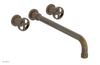 DUSTRIE Wall Lavatory Set - 14" Spout - Cross Handle - Knurled 371-11-14