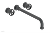DUSTRIE Wall Lavatory Set - 14" Spout - Cross Handle - Knurled 371-11-14