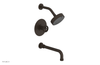 DUSTRIE - Pressure Balance Tub & Shower Set - 10" Spout - Cross Handle - Knurled 371-26-10