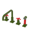 Rubinet Widespread Kitchen Set with Genesis Spout with Hand Spray Green Envy